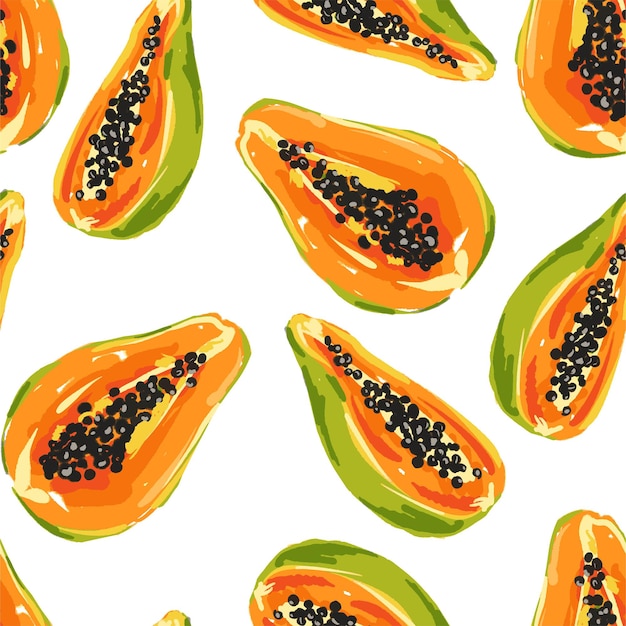 Papaya fruits Seamless Pattern