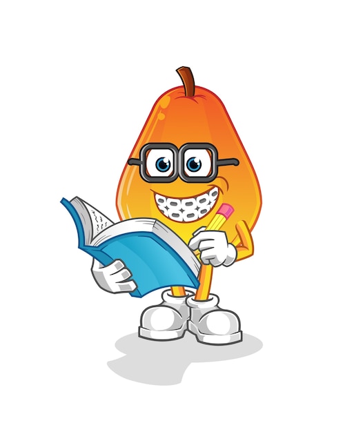 Papaya geek cartoon isolated on white