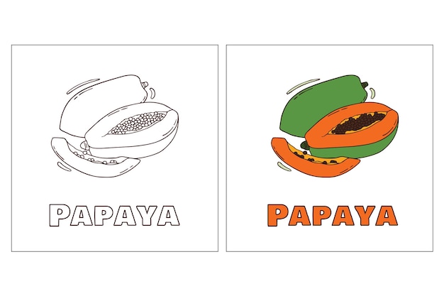 Papaya hand drawn coloring page