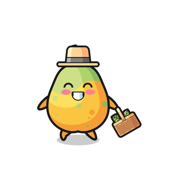 Papaya herbalist character searching a herbal cute design