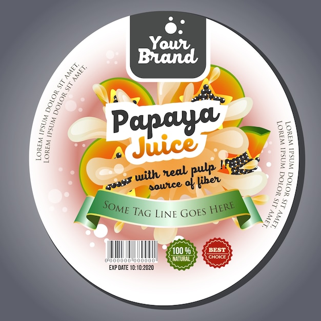 Vector papaya juice label sticker