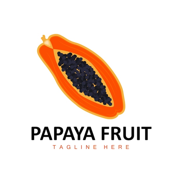 Papaia logo design vitamina frutta vettore frutta prodotto marca illustrazione icona