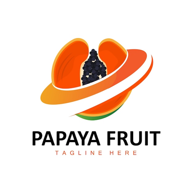 파파야 로고 디자인 비타민 과일 벡터 과일 제품 브랜드 일러스트 아이콘