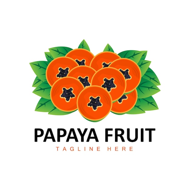 Papaya Logo Design Vitamin Fruit Vector Fruit Product Brand Illustration Icon