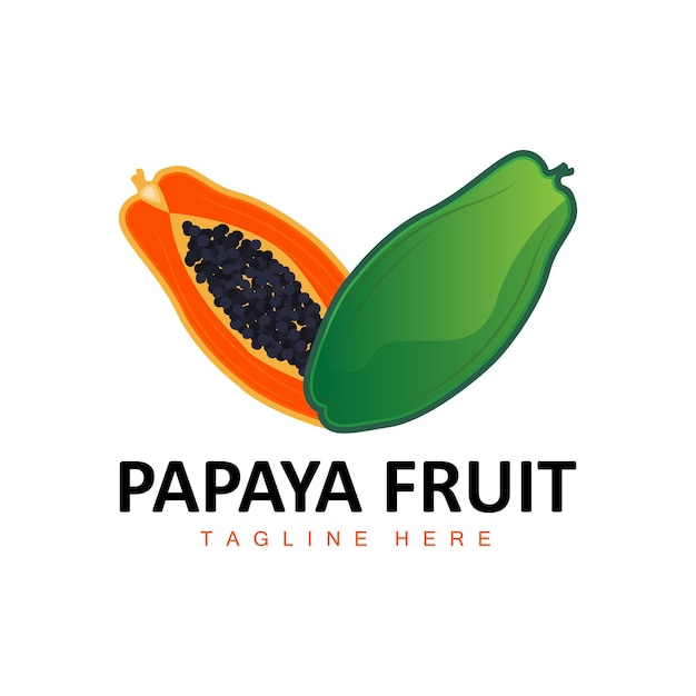 Papaia logo design vitamina frutta vettore frutta prodotto marca illustrazione icona