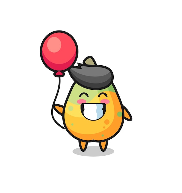 Papaya-mascotteillustratie speelt ballon, schattig stijlontwerp voor t-shirt, sticker, logo-element