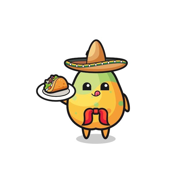 Papaya Mexicaanse chef-kok mascotte met een taco