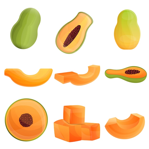 Papaya set, cartoon stijl