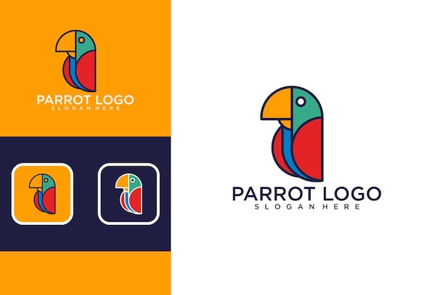 Vector papegaai logo ontwerp kleurrijk