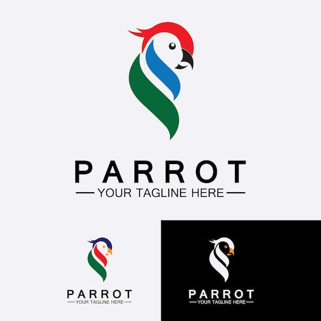 Papegaai Logo Ontwerp Vector Sjabloon