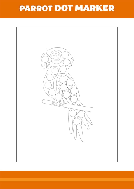 Papegaai stip marker kleurboek Line art design voor kinderen afdrukbare kleurplaat