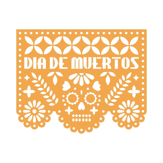 Papel Picado 벡터 템플릿 디자인 흰색 배경에 고립