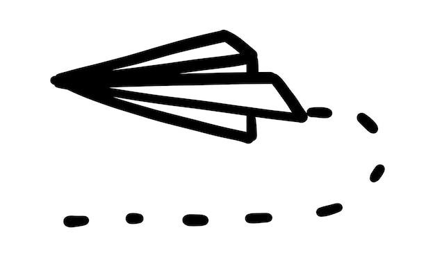 Paper aeroplane doodle Simple paper planes Ship trace Hand drawn illustration