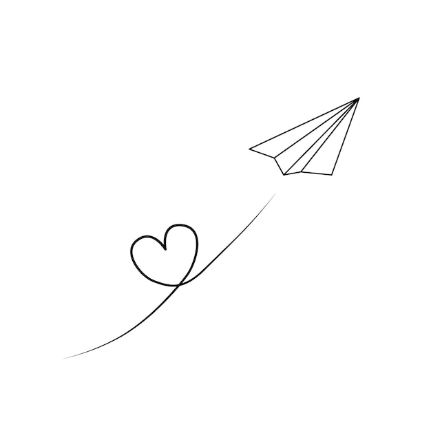 Paper airplane. Coloring page. Black and white paper plane. Vector