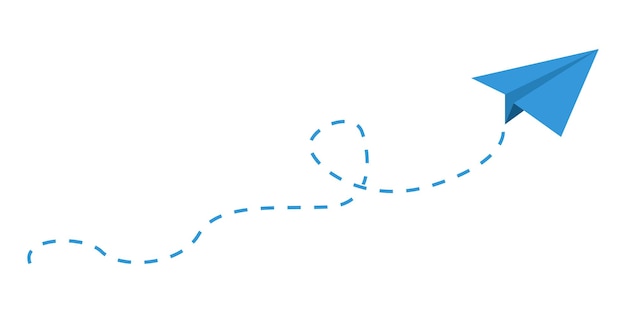 紙飛行機の飛行ベクトル分離紙青い飛行機は白い背景で飛ぶ