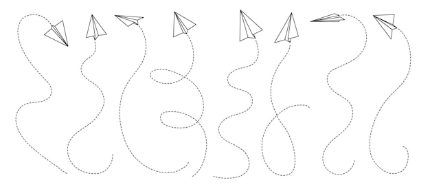 Paper airplane and plane lines vector air travel