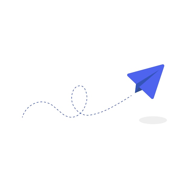 paper airplane send with dotted lines flat style