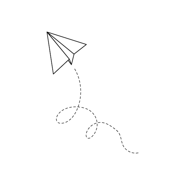 Icona vettore aeroplano di carta aeroplano di carta stile contorno doodle semplice elemento aeronautico origami