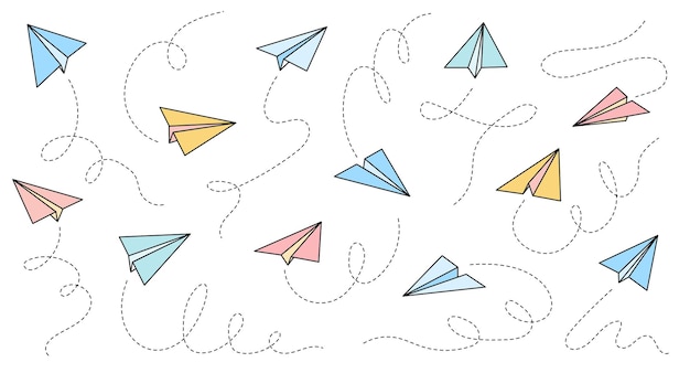 Paper airplane vector icon Doodle outline style