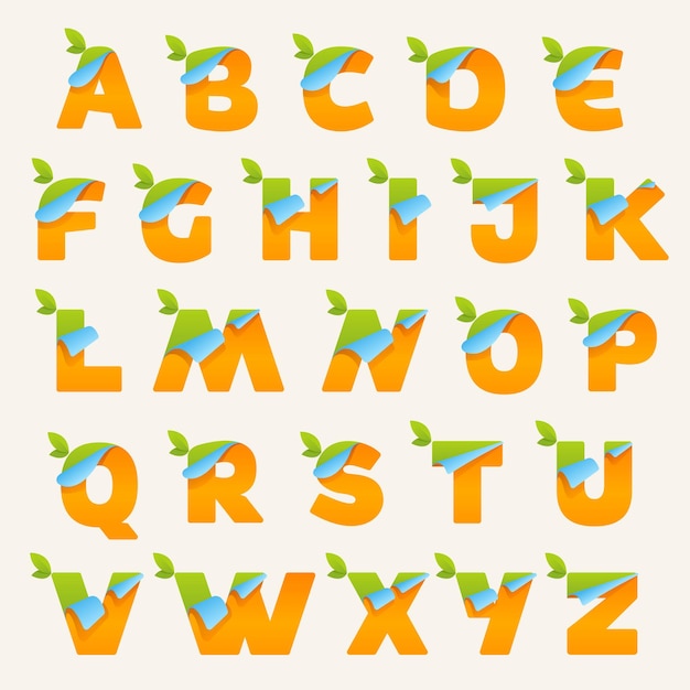 Premium Vector | Paper alphabet letters with folded corner