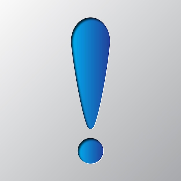 Paper art of the blue exclamation mark Vector illustration