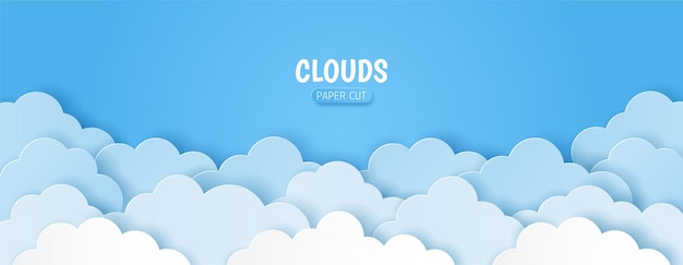 Paper art of cloud on blue sky with copy space for your text vector illustration