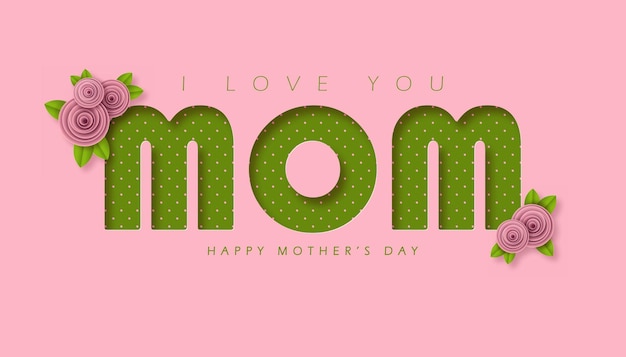 Paper art and craft style Happy Mothers Day greeting card