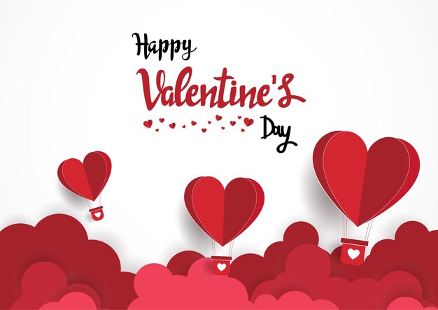 Vector paper art of illustration love and valentine day