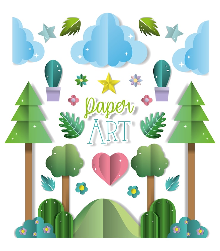 Vector paper art landscape