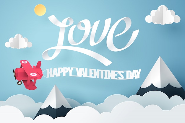 Vector paper art of love and  happy valentine's day