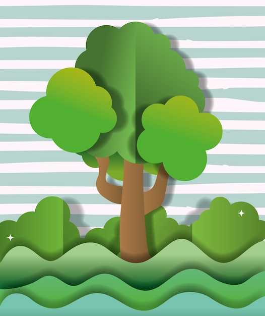 Vector paper art scenery