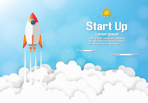 Paper art of Startup project concept