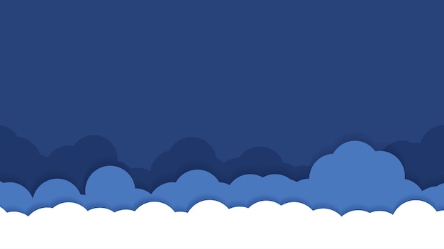 Vector paper art style clouds in blue shades background