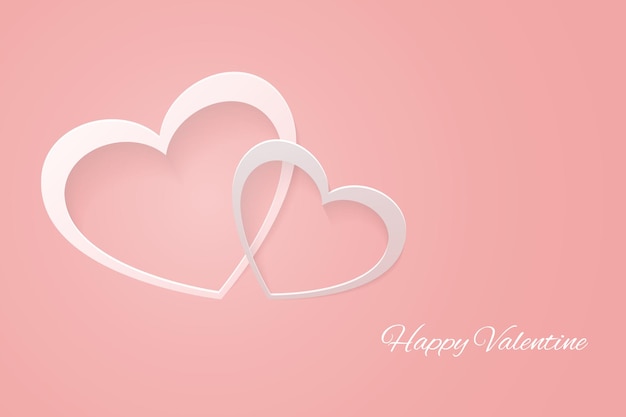 Vector paper art style valentines day background with heart illustration