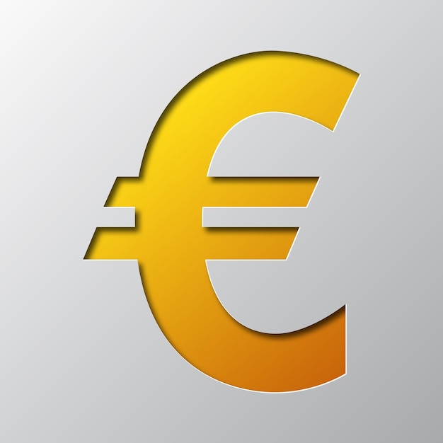 Paper art of the symbol of euro currency vector illustration