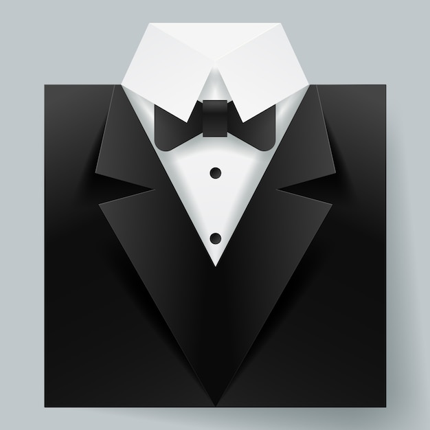 Paper art of tuxedo icon