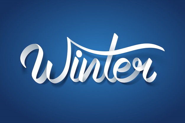 Arte di carta di lettering mano calligrafia inverno