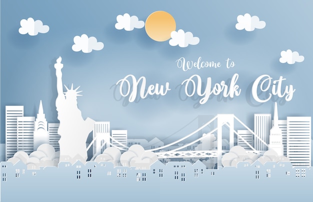 Paper art with New York city