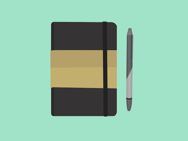 Vector paper artworks notepad and ballpoint pen pencil happy birthday