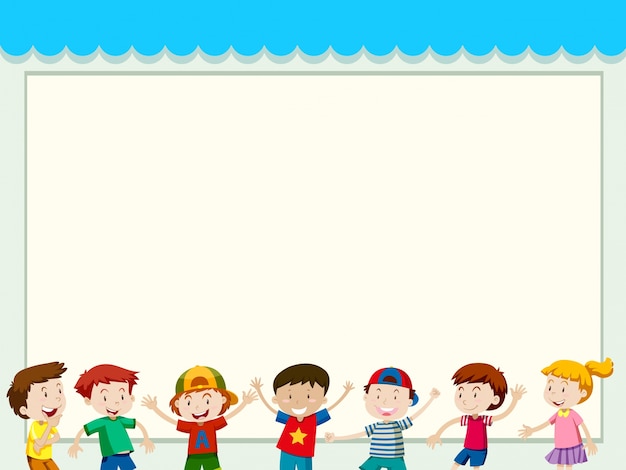 Vector paper background with happy children