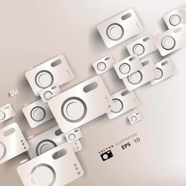 Vector paper background with photo camera web icon