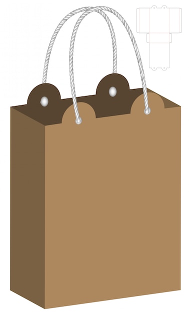 Vector paper bag packaging die cut template design