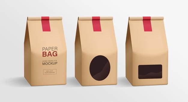 Vector paper bag packaging mockups