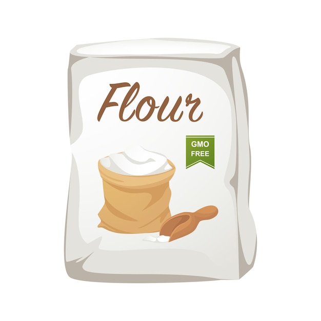 Vector paper bag with flour