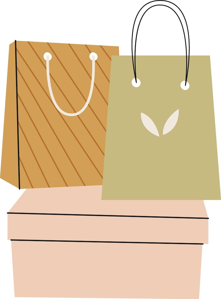 Vector paper bags and shoe box