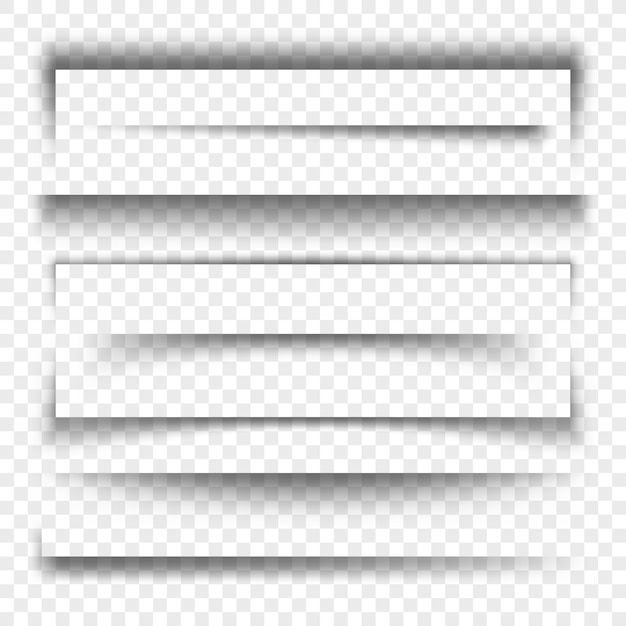 Paper banner and dividers realistic 3d transparent shadow effect,  collection