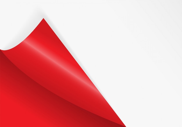 Vector paper bent corner for free filling of red color.