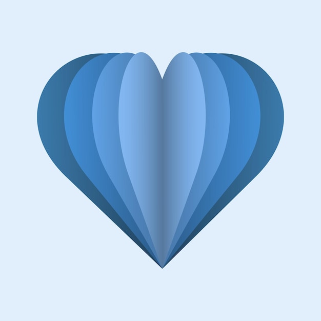 Vector paper blue heart on a light background valentines day and love