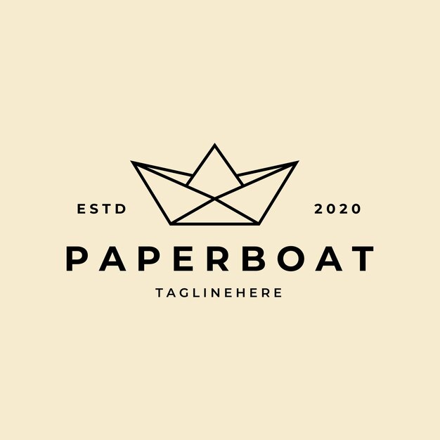 Paper boat line art minimalist logo vector symbol illustration design