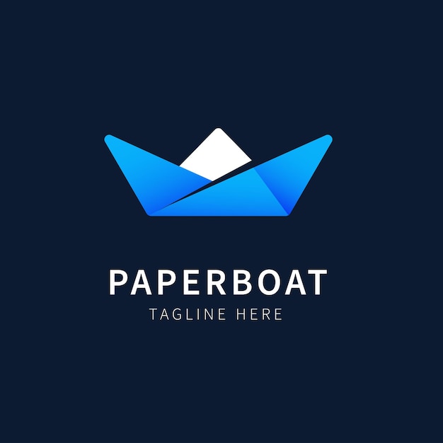 paper boat logo illustration boat flat design